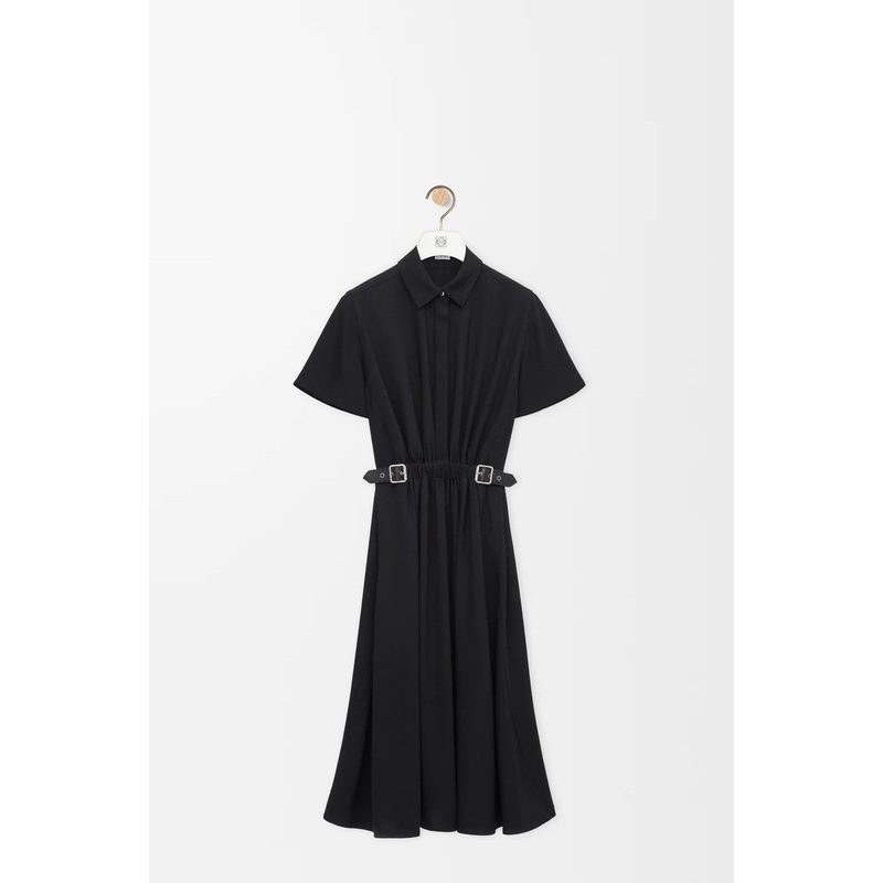 Belted dress in stretch viscose