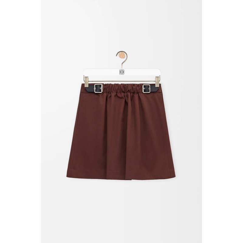 Belted skirt in cotton and silk