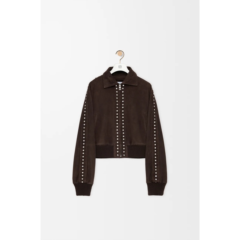 Bomber jacket in suede lambskin