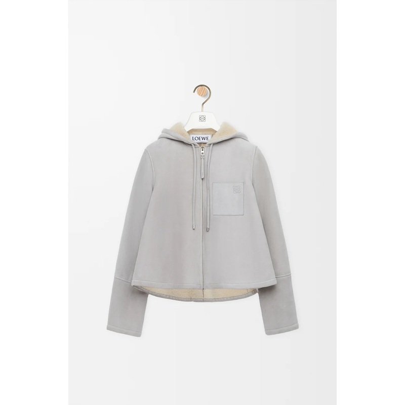 Hooded jacket in shearling