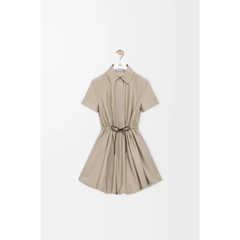 Short sleeve dress in cotton and silk
