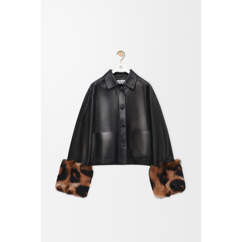Turn-up jacket in nappa lambskin