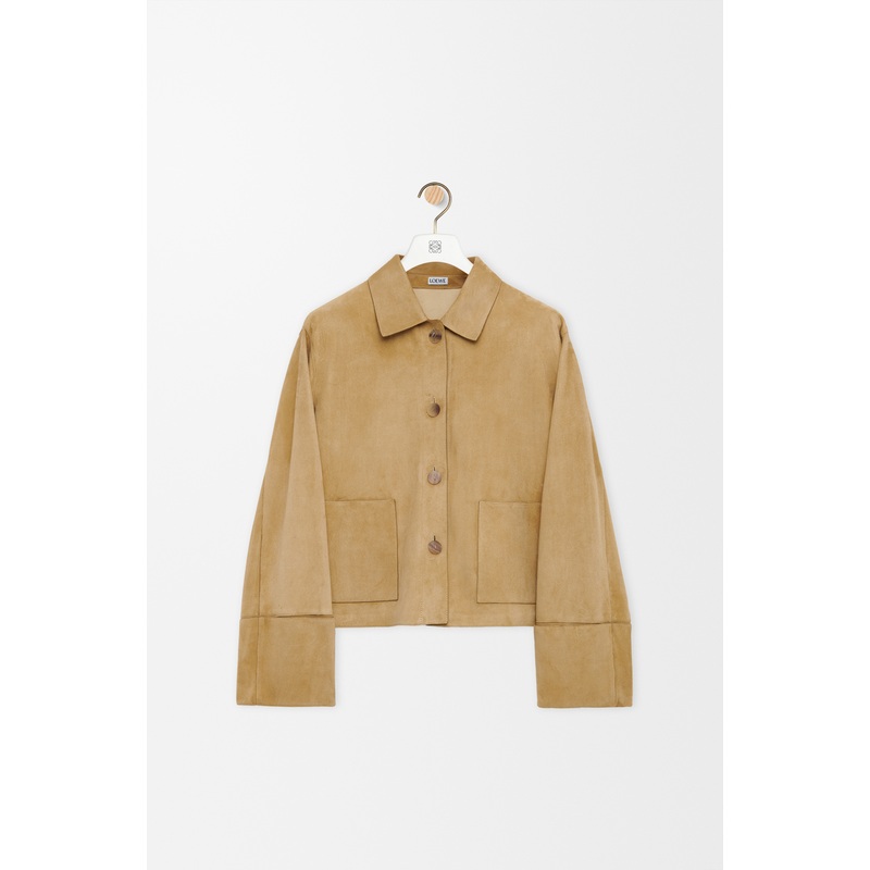 Turn-up jacket in suede lambskin