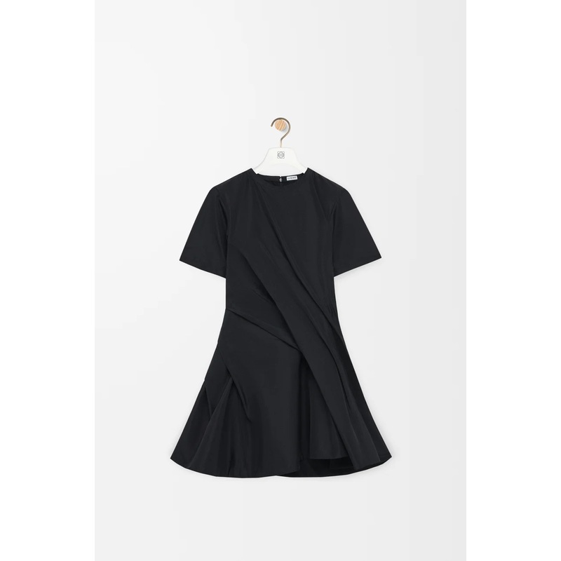 twisted dress in silk blend taffeta