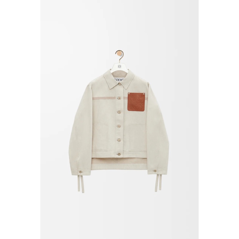 Workwear jacket in cotton and linen