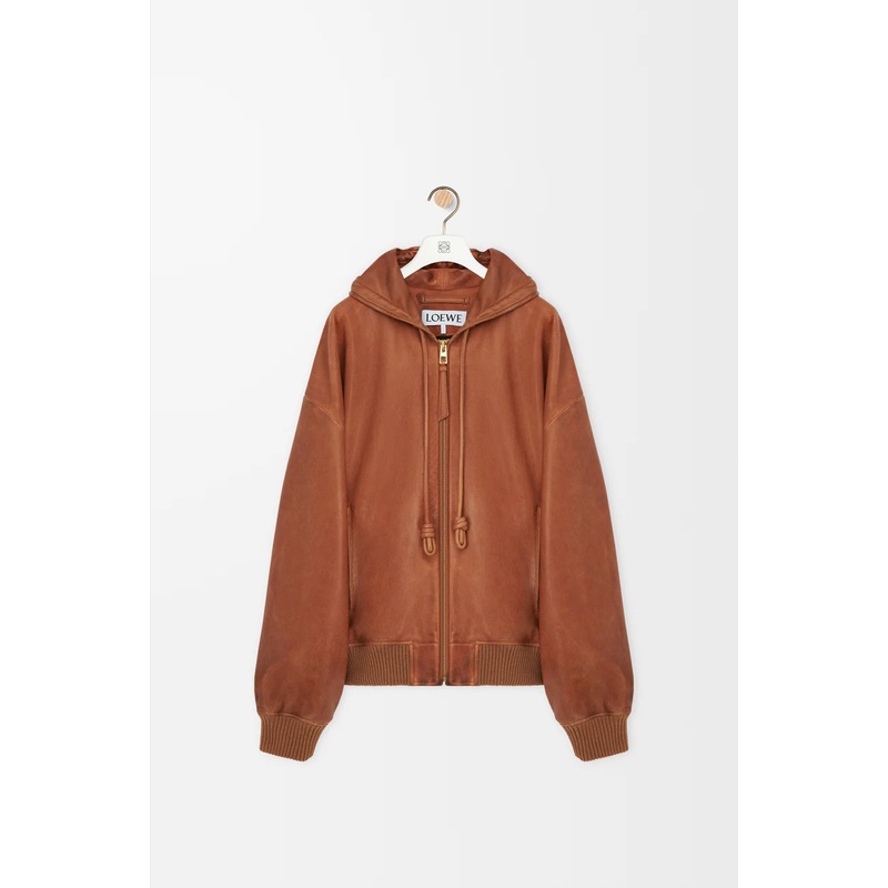 Hooded jacket in nappa lambskin