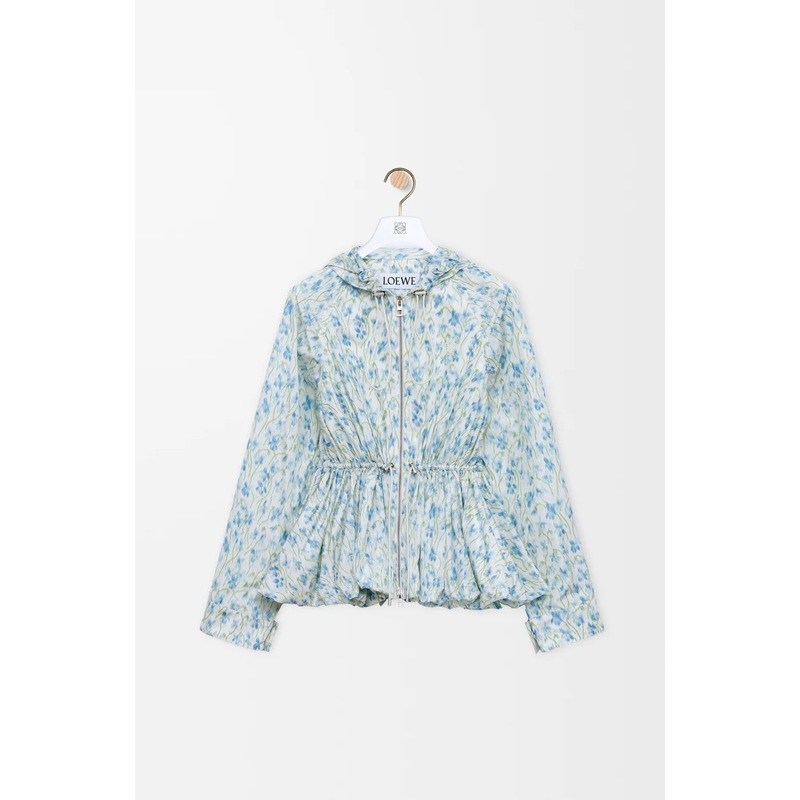 Hooded jacket in silk blend taffeta