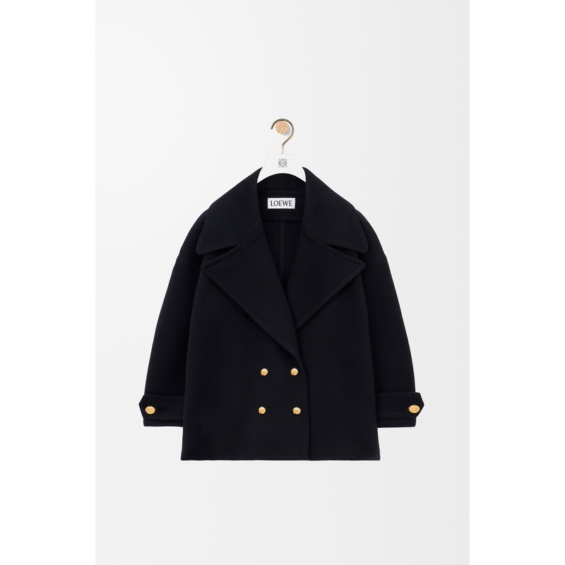 Pebble peacoat in wool