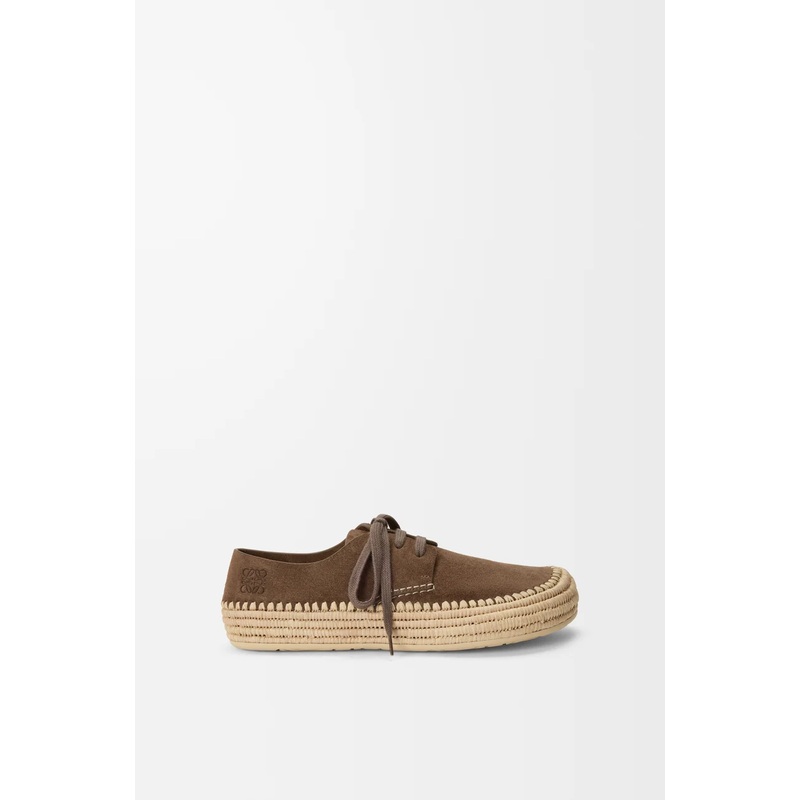 Rio lace-up in suede and raffia