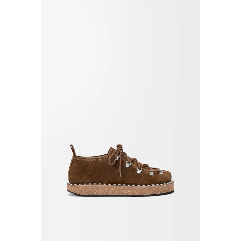 Rivet lace-up in suede calfskin