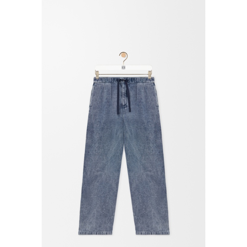 Drawstring trousers in cotton and linen