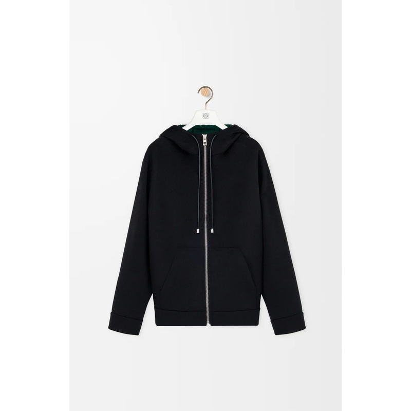 Hooded jacket in wool and cashmere