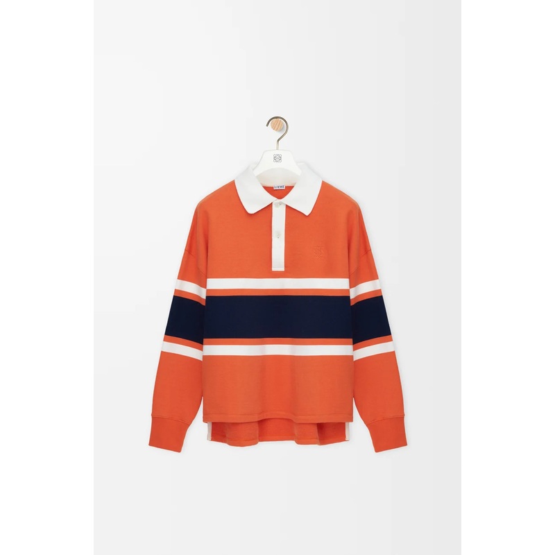 Long sleeve polo shirt in cotton