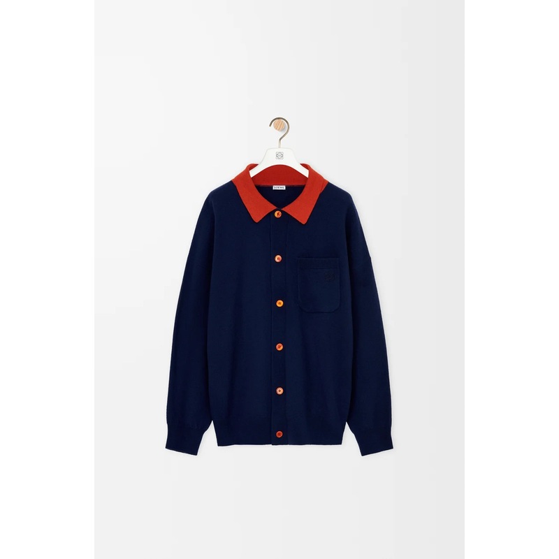 Polo cardigan in wool