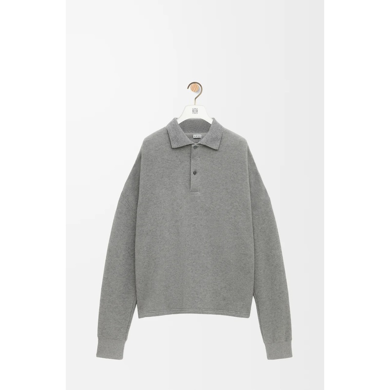 Polo sweatshirt in cotton and cashmere