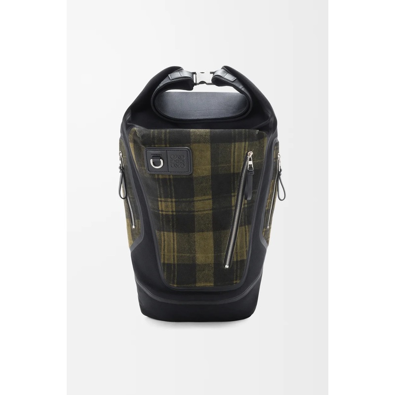 Flex roll-top backpack in canvas and brushed suede