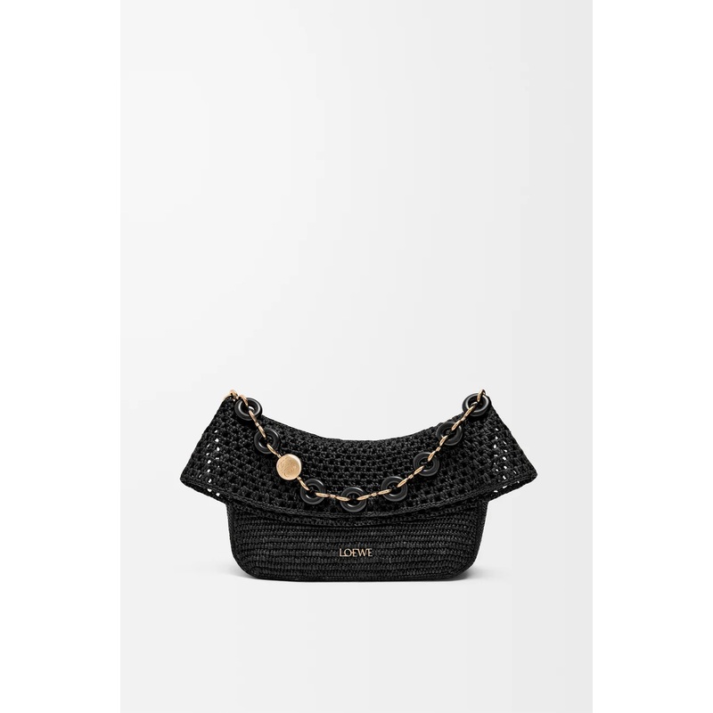 Medium Ola bag in raffia and calfskin