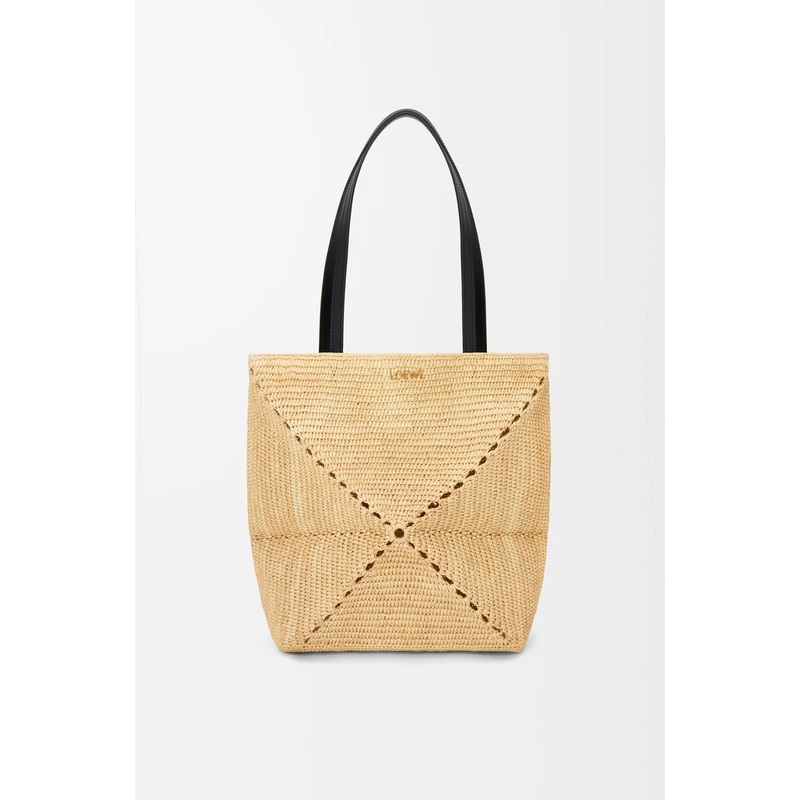 Medium Puzzle Fold tote in raffia
