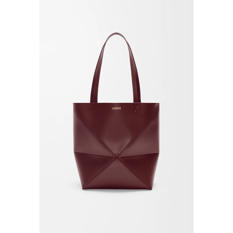 Medium Puzzle Fold tote in shiny calfskin