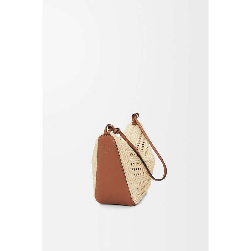 Mini Hammock Hobo in raffia and calfskin