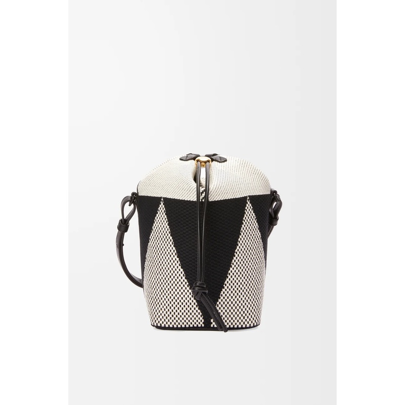 Small Treasure Bako bucket in canvas jacquard and calfskin