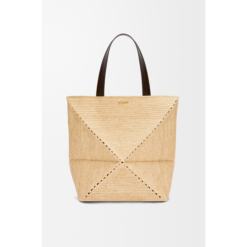 XL Puzzle Fold tote in raffia