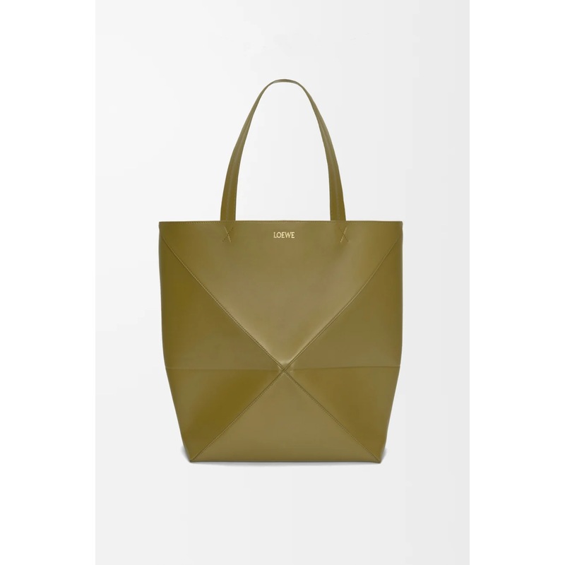 XL Puzzle Fold tote in shiny calfskin