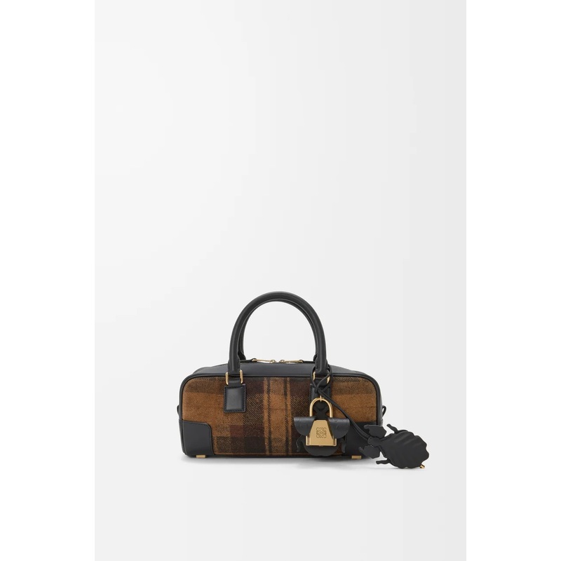 Amazona 23 cropped bag in tartan suede and nappa calfskin