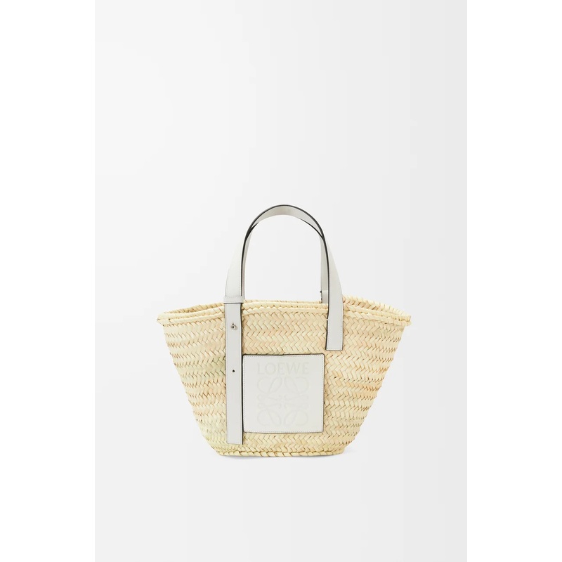 Basket bag in palm leaf and calfskin