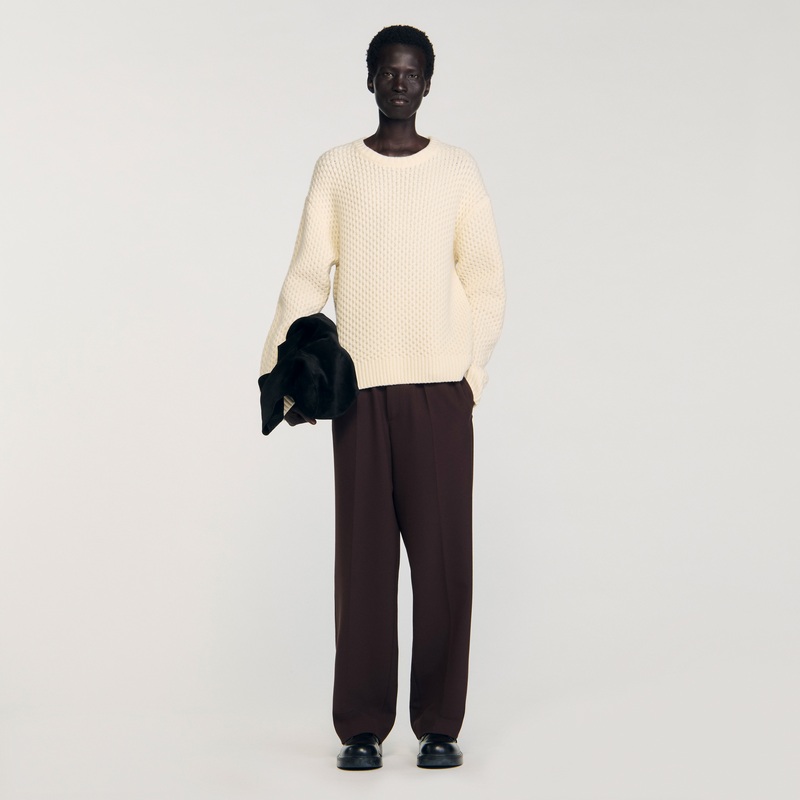 Honeycomb stitch wool sweater