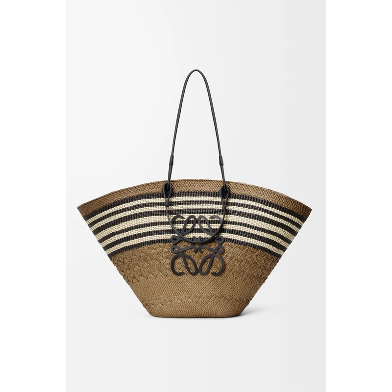 Large Anagram basket in iraca palm and calfskin