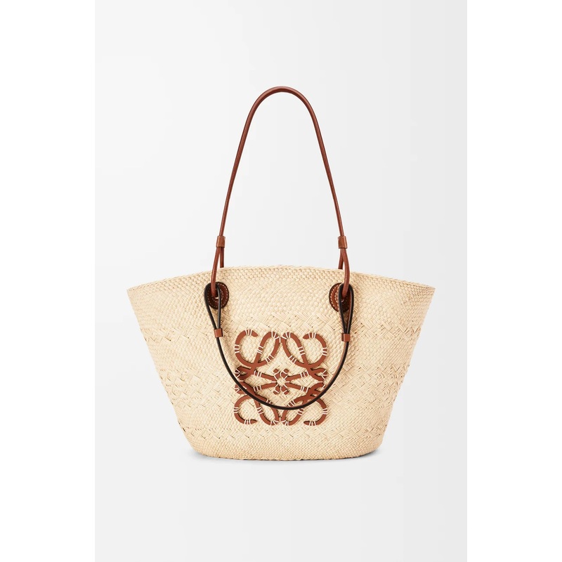 Medium Anagram Basket bag in iraca palm and calfskin