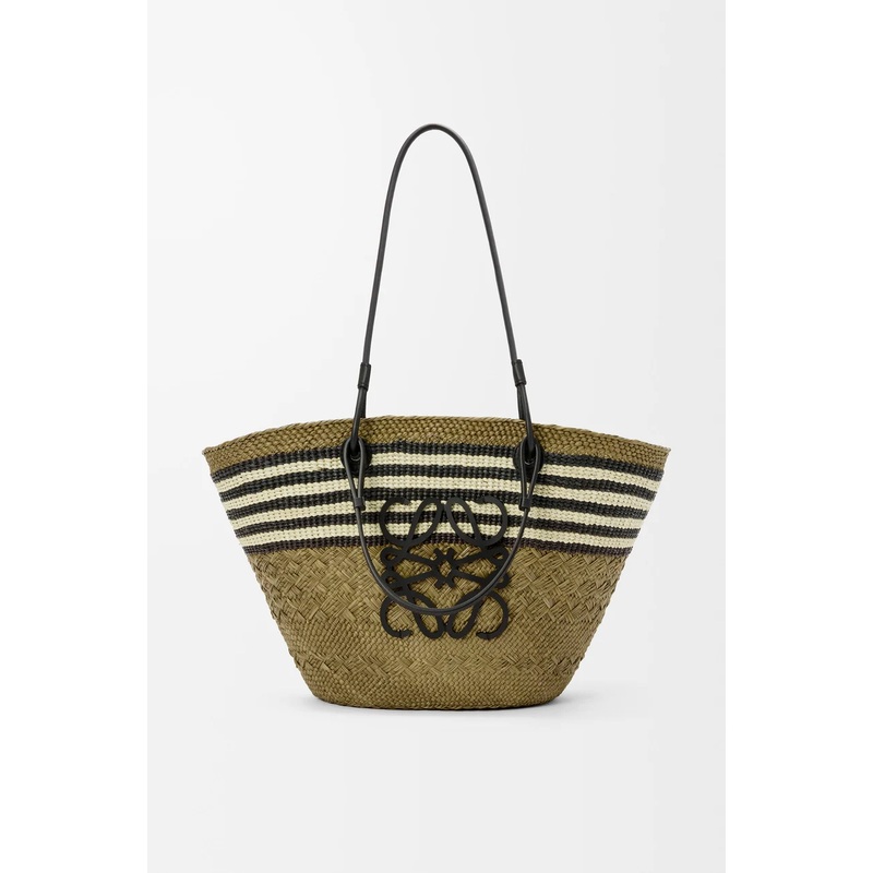 Medium Anagram basket in iraca palm and calfskin