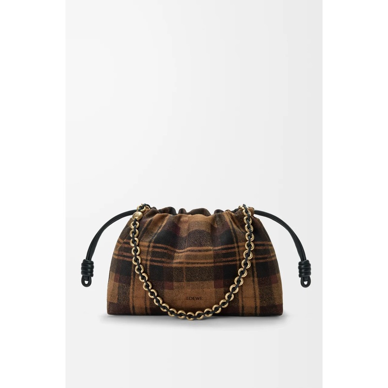 Medium Flamenco purse in tartan suede