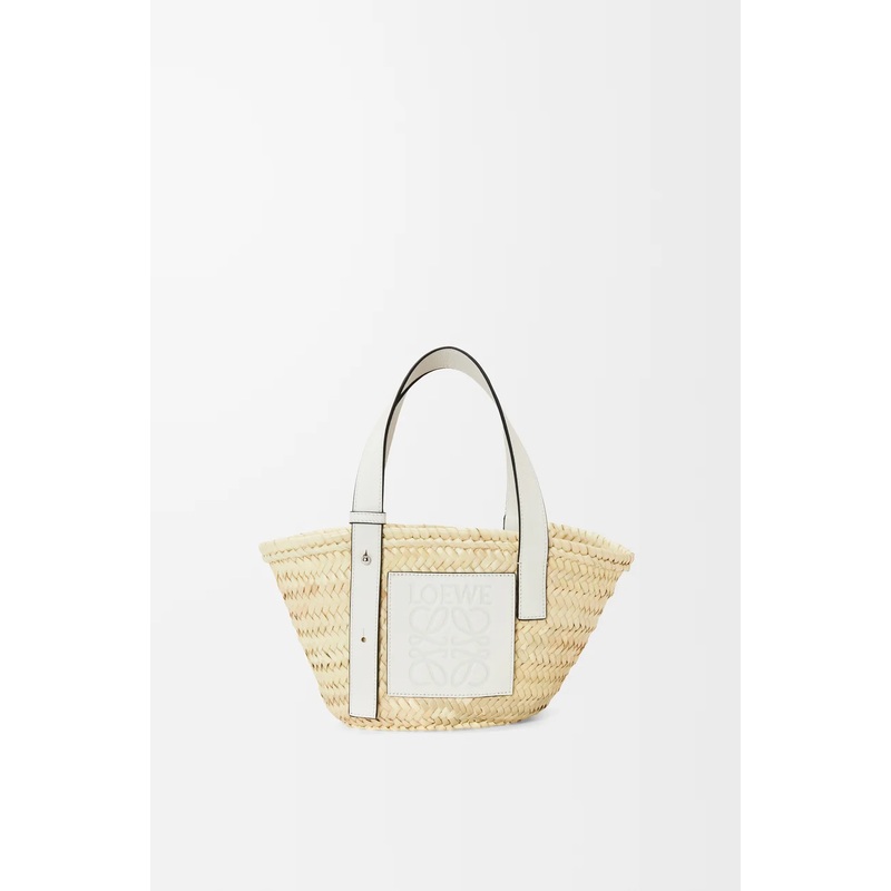 Small Basket bag in palm leaf and calfskin