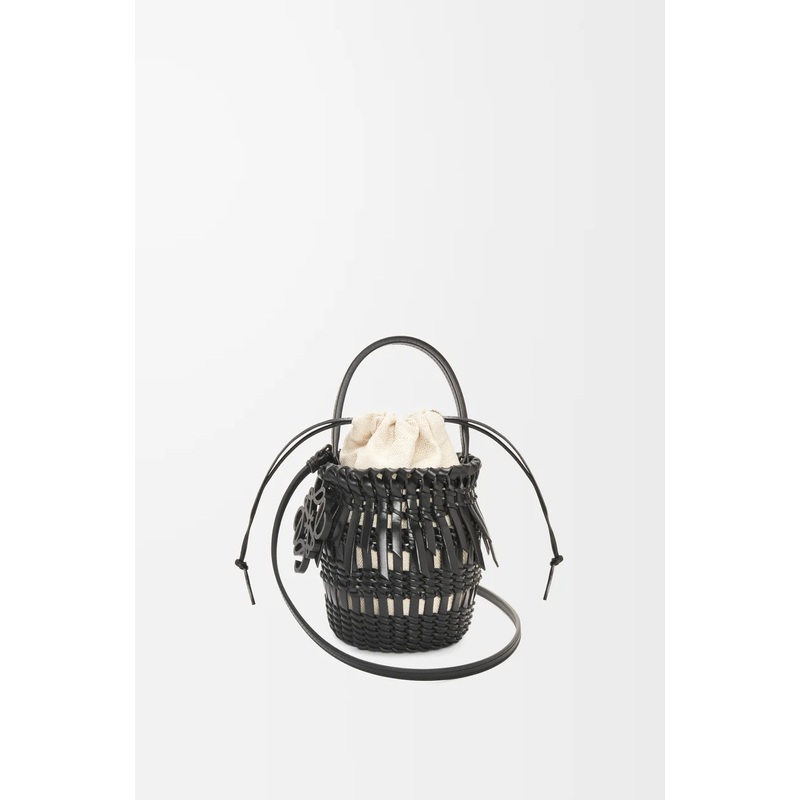 Small Fringe Bucket bag in calfskin