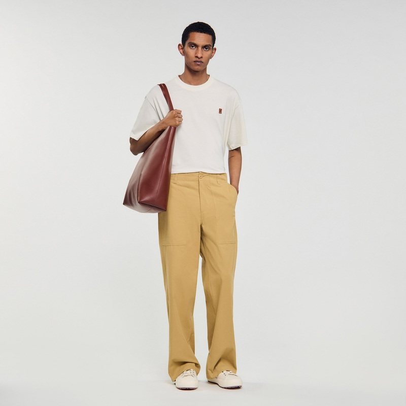 Wide-leg cotton trousers