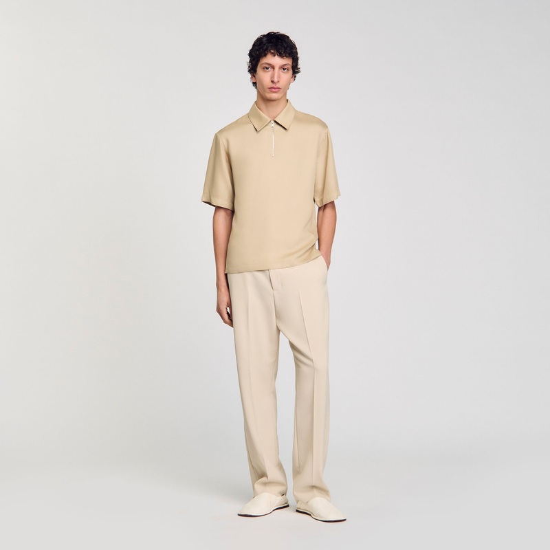 Zip-neck polo shirt