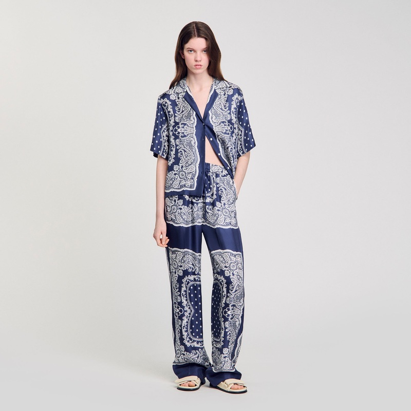 Bandana-print flowy trousers