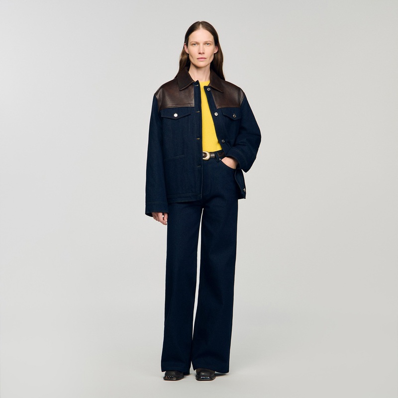 Denim and leather jacket