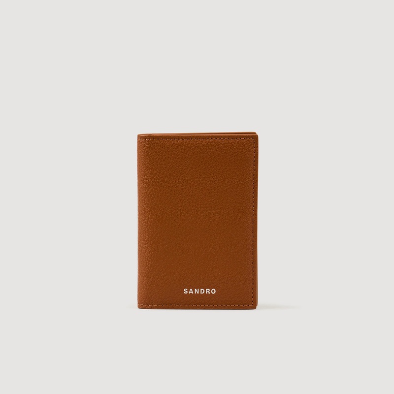 Grained leather foldable cardholder