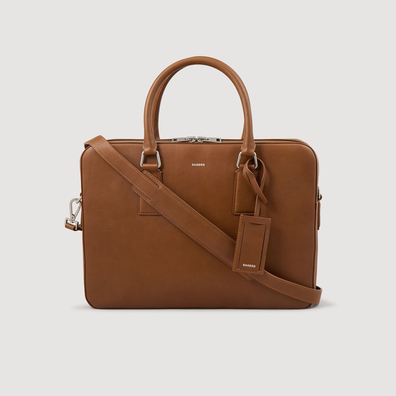 Large grained leather briefcase