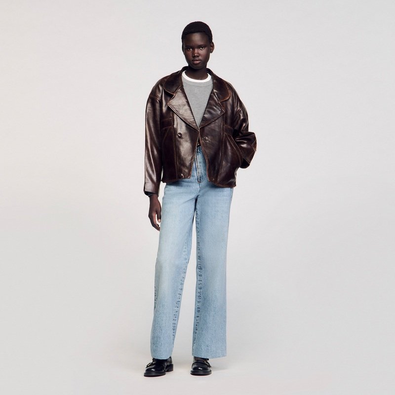 Oversized leather jacket