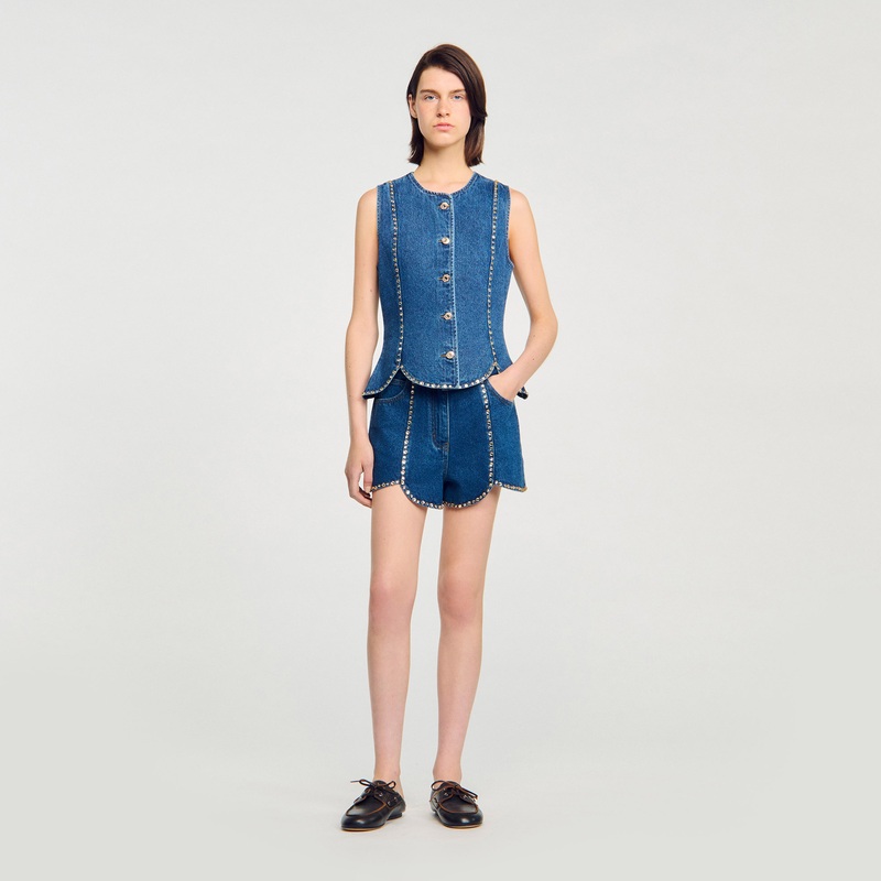 Rhinestone denim top