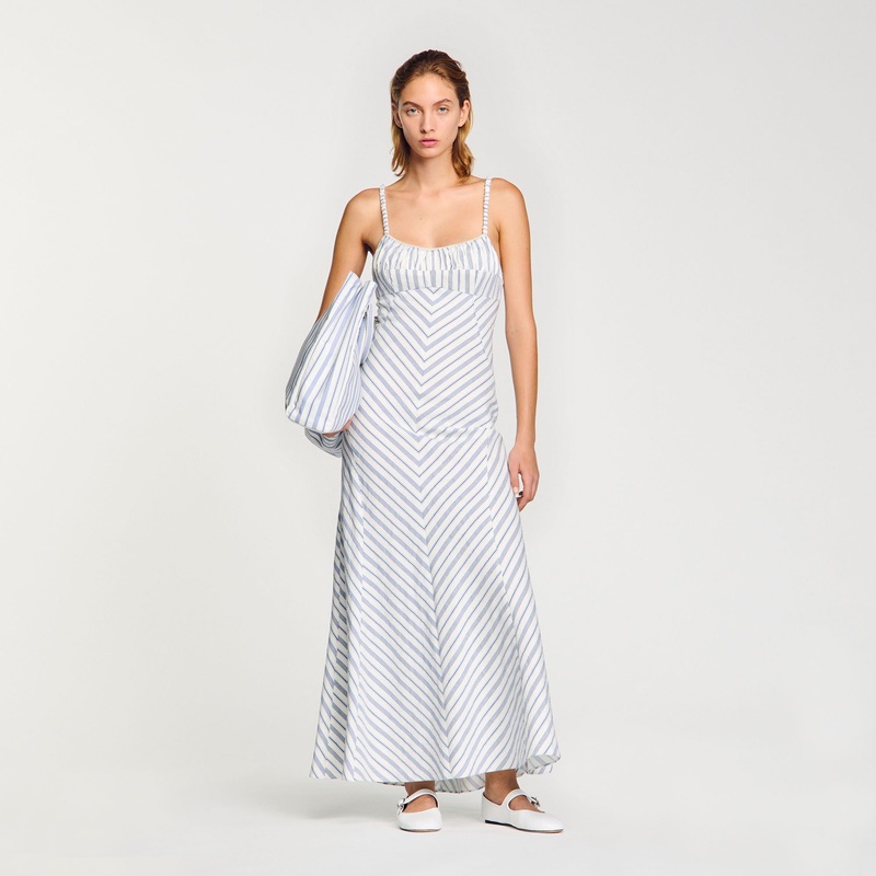 Striped maxi dress with straps