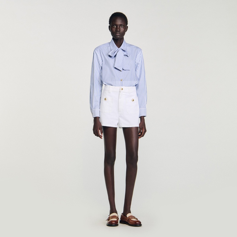 Striped shirt with removable tie