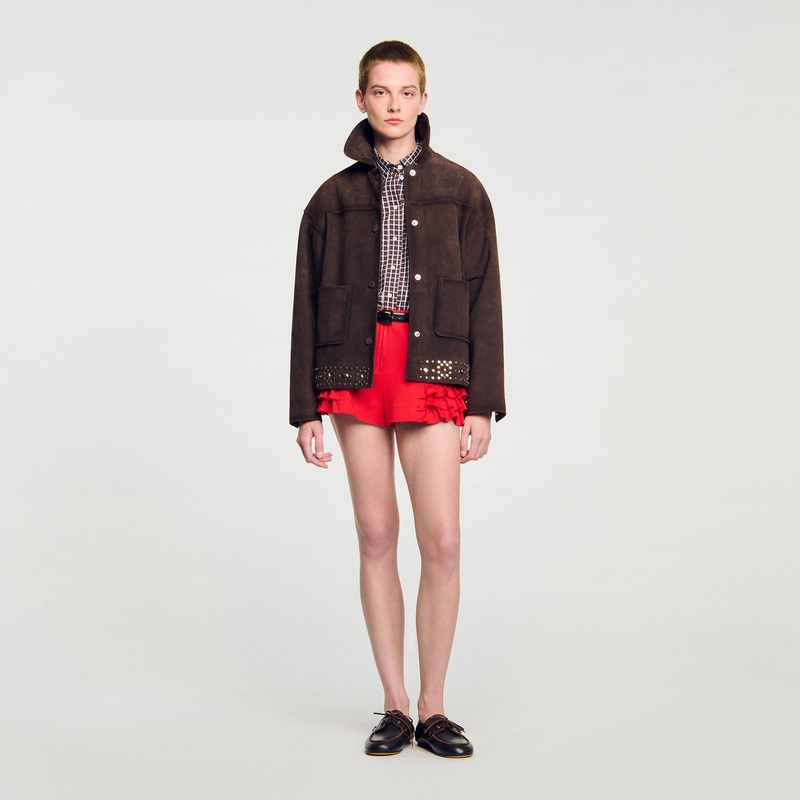 Studded suede leather jacket