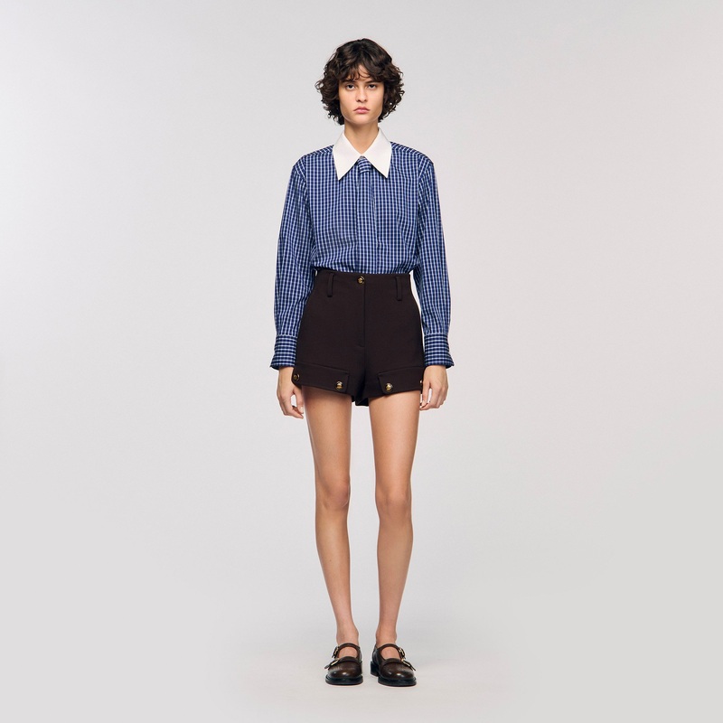 Checkered shirt with removable tie