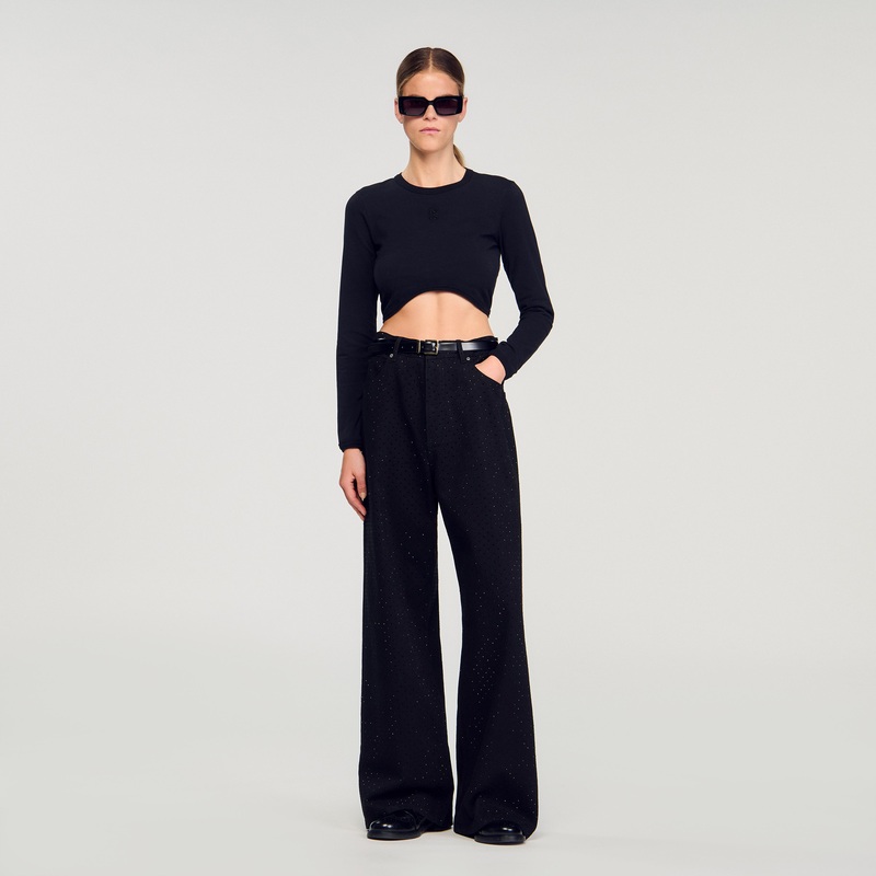 Cropped embroidered T-shirt