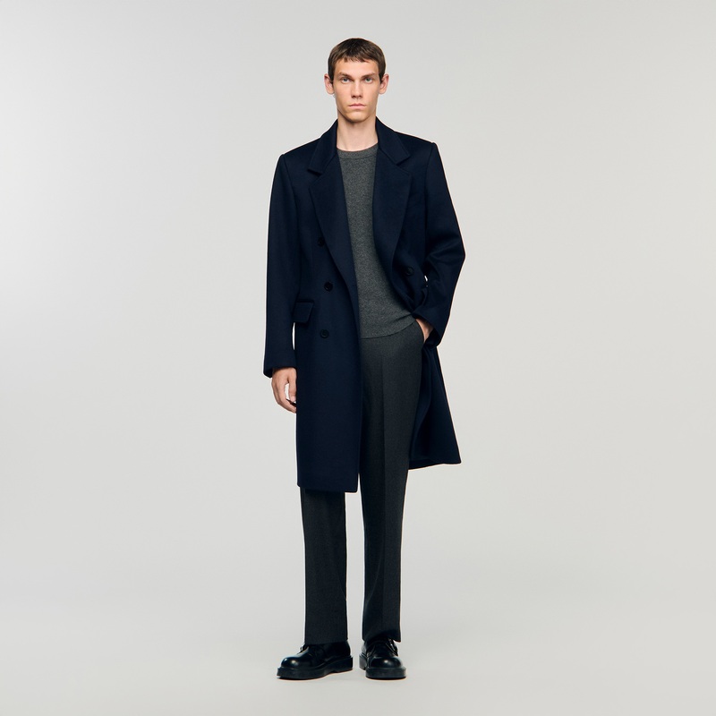 Double-breasted wool coat